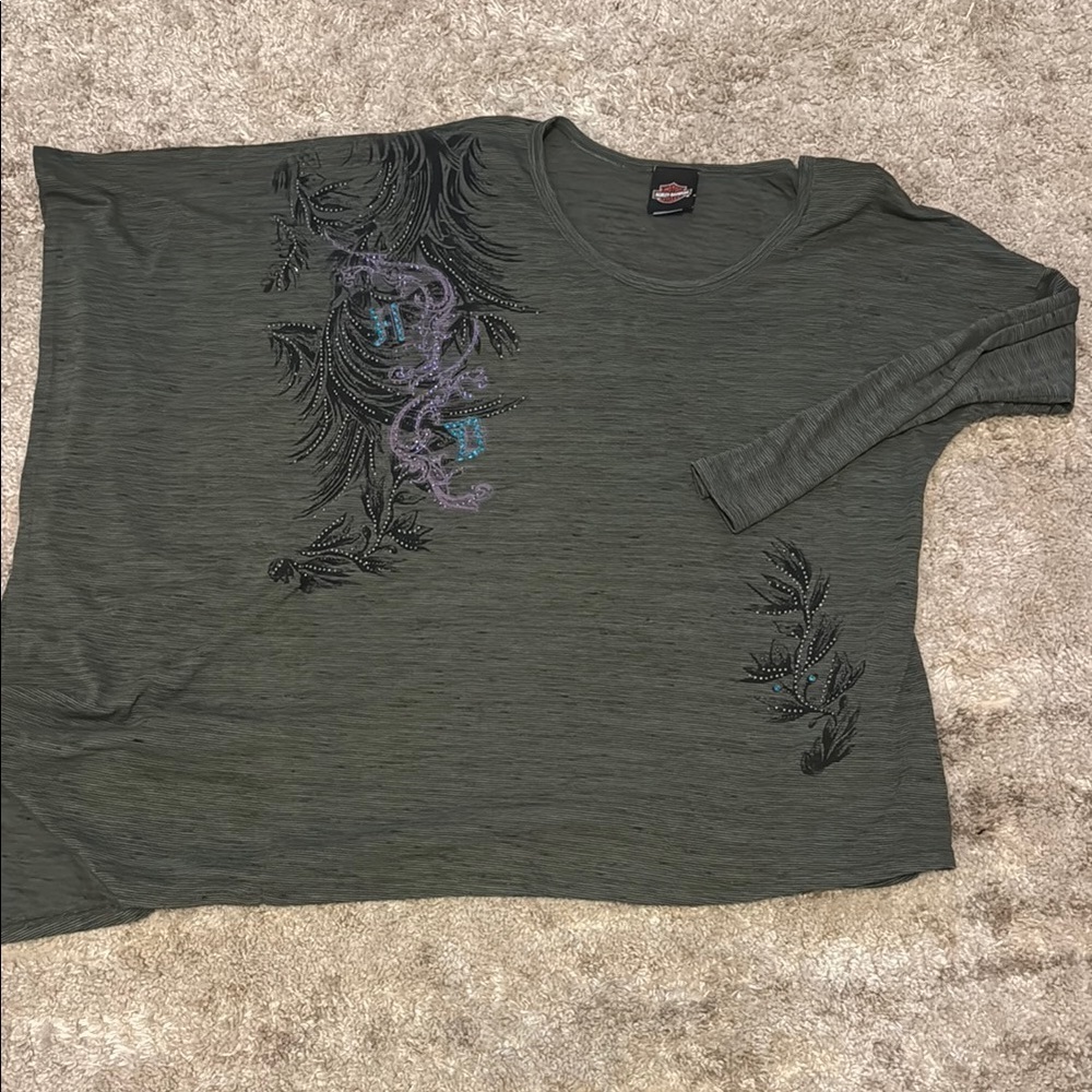 🍍Harley Davidson Green Day Shirt🍍Sz Med🍍Pit to pit 30”🍍lengths 27